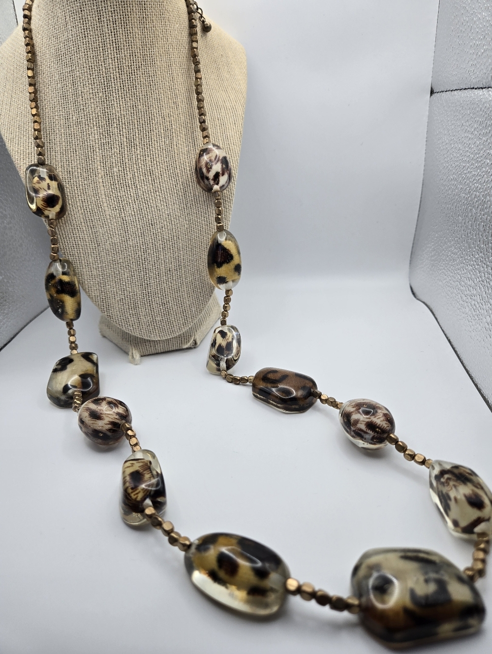 Chico's Long Wild Things Lucite Animal Print Statement Necklace Safari Boho Fun